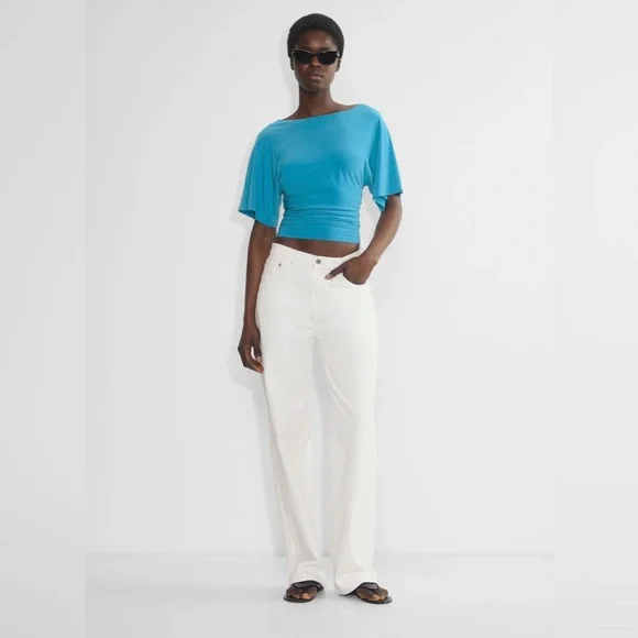 Aritzia Babaton Wavenlength T-shirt in Splash Blue Size Large NEW - Picture 2 of 10